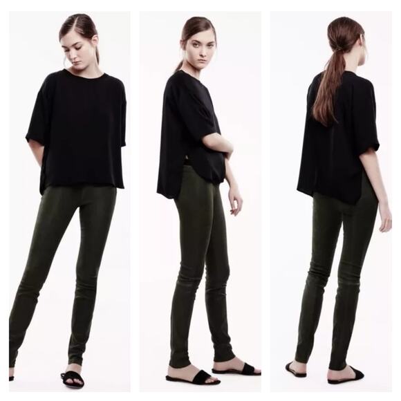 Theory Ima Sintra Fatigue Olive Suede Leggings size 8 - Picture 1 of 9